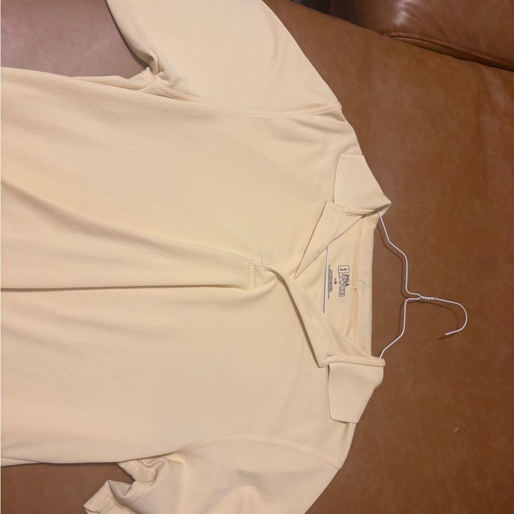PGA Tour Polo Shirt Men's LG Yellow Pro Series Golf Polyester Athleisure - Picture 9 of 13